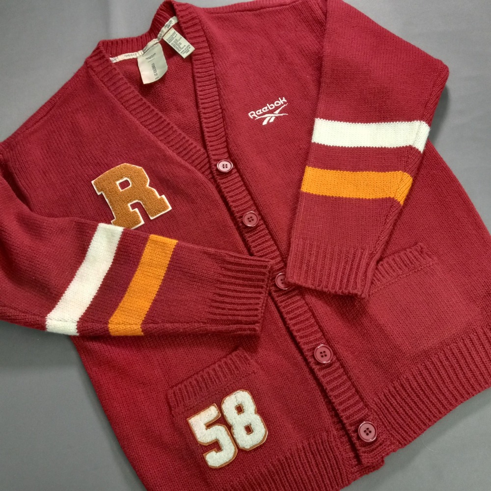 Reebok Forever 21 Kids Varsity Cardigan Sweater Maroon Red Size 13/14 Collegiate